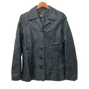 Vintage Leather Jacket Nylon Lining Isulated Sz L